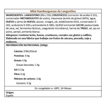 MINI HAMBURGUESA DE LANGOSTINO 3x33UDES/CAJA
