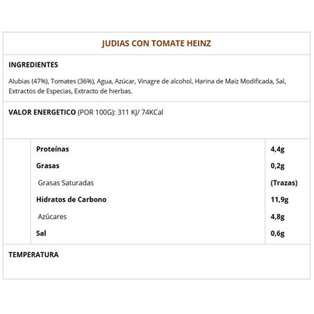 JUDIAS CON TOMATE HEINZ 2,620KG