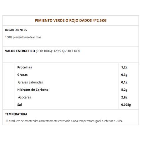 PIMIENTO ROJO DADOS 4*2,5KG