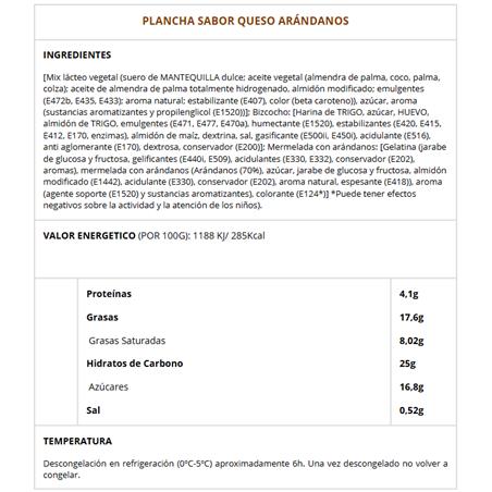 PLANCHA QUESO ARANDANOS 54P.1,8KG