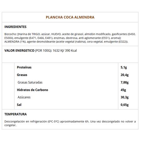 PLANCHA COCA ALMENDRA 1.7KG